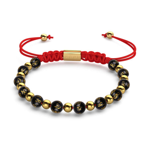 Amulette tibétaine | Bracelet Mantra Mini Obsidienne